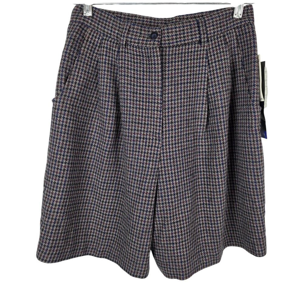 Sag Harbor Houndstooth Shorts 10 NWT High Waisted Pleated Trouser Academia